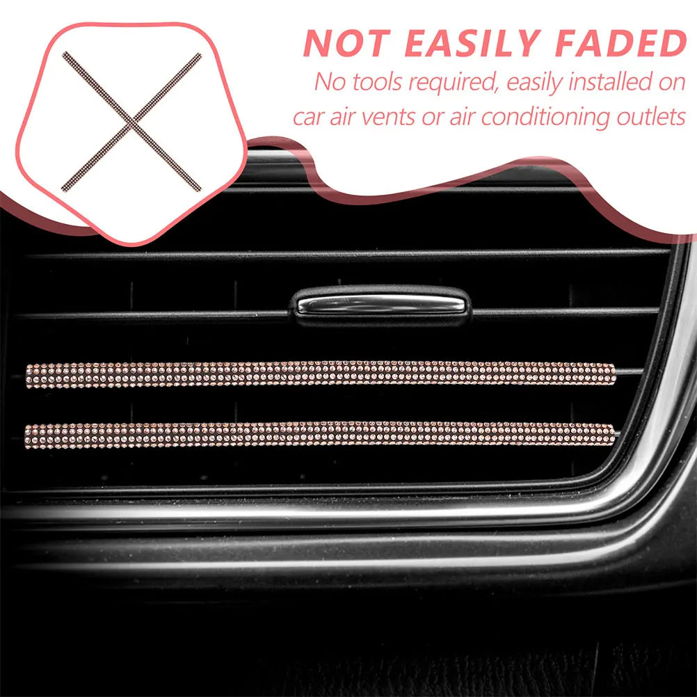 

4pcs Car Decoration Strip Rhinestone Air Vent Trim Strips Universal Fit For Car Air Conditioner Outlet Cover Bling Accessories