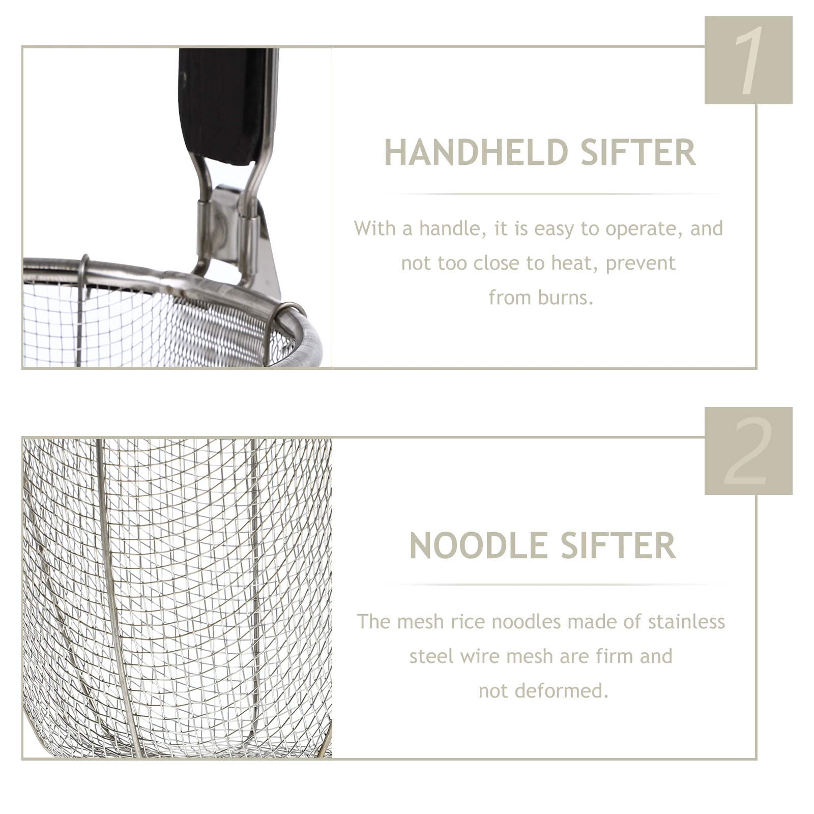 

Noodle Straining Basket High Quality Kitchen Sifter With Handle Heat Resistant Easy To Use Noodle Sieve Handheld