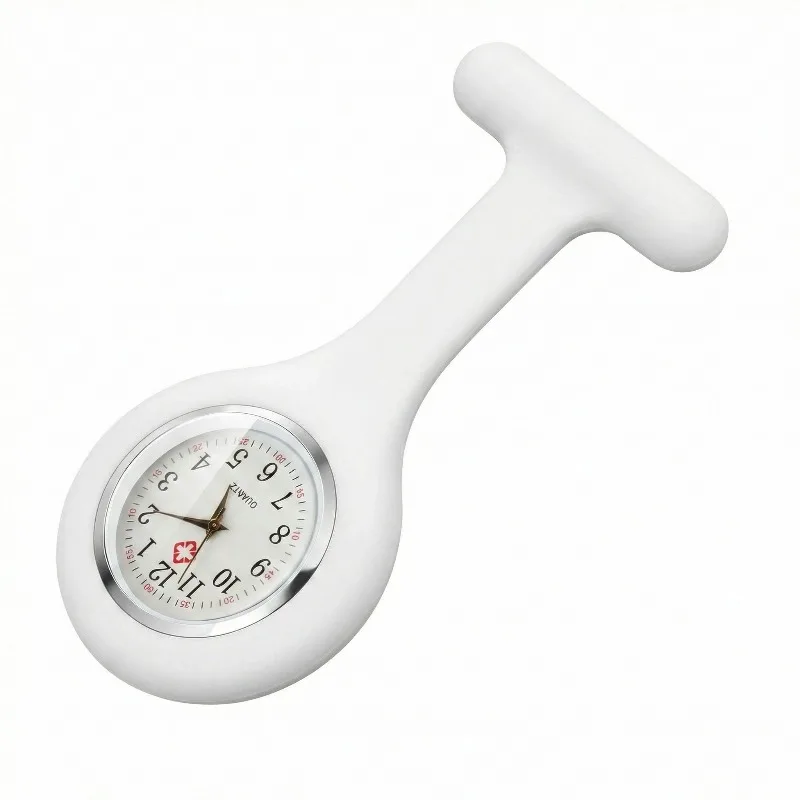 

Модные силиконовые карманные часы-брошь для врачей и медсестер, с бесплатной батарейкой, подвесные часы-брелок для туники