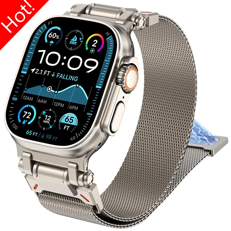 

Milanese Loop Magnetic Band for Apple Watch Ultra 3/2/1 49mm Series 11 10 46mm 45mm 44mm 42mm Metal Strap for IWatch 9 8 7 6 5 4