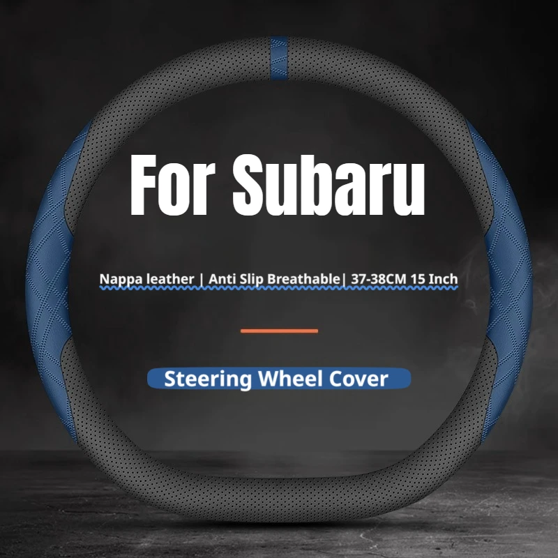 2026 Two‑Tone Color Car Steering Wheel Cover Leather Anti Slip For Subaru Outback Forester Ascent Crosstrek Impreza Auto Decor