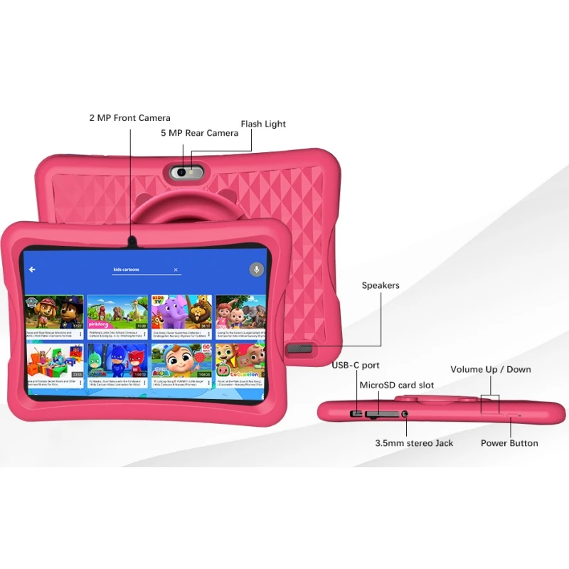 Custodia in silicone regalo Type-C Tablet Android 13 da 10.1 pollici per bambini Allwinner A523 8 core 4 GB RAM 64 GB ROM 1280 x 800 IPS 6000 mAh