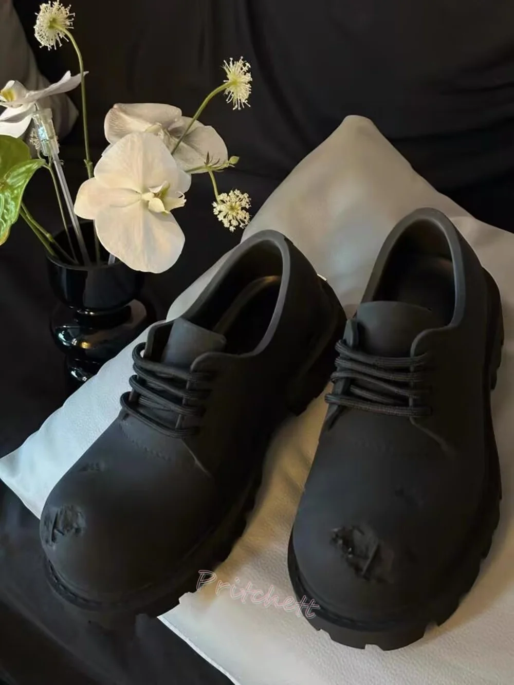 

Big Round Toe Lace-up Men Shoes Solid Height Increasing Shoes Platform Solid Autumn Shallow Men Shoes Luxury 2025 New Arrivals