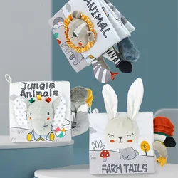 Baby Books Crinkle Sensory Toys for Babies Montessori Educational 3D Cloth Book Infant Soft Activity Book Black White Baby Toys