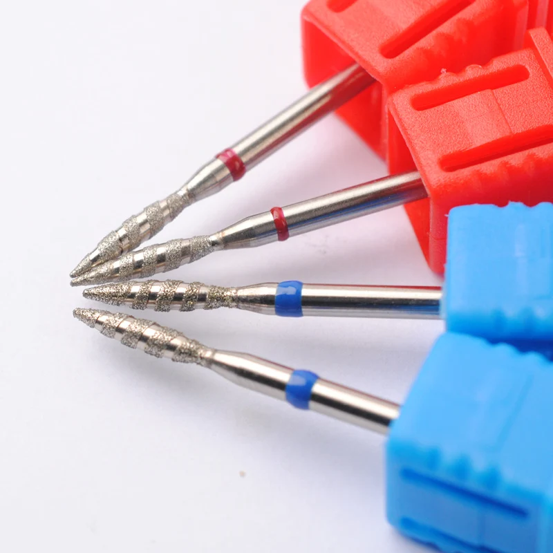 Broca para uñas de diamante con llama Tornado, cortadores de manicura, accesorios de taladro rotativo, herramientas de fresas para uñas en espiral, 2 uds.