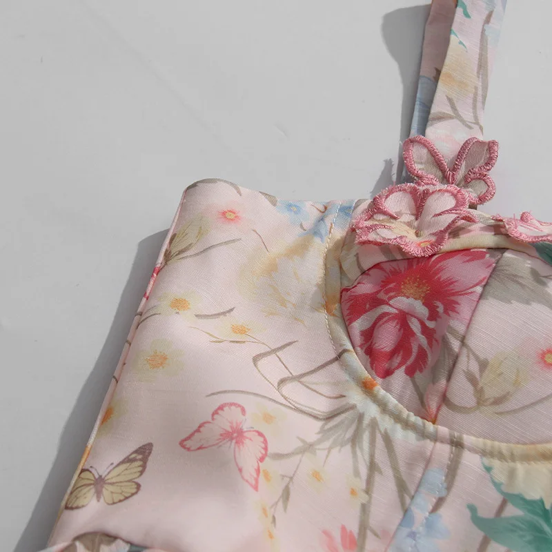 Aveline - 3D Floral Bustier Organza Midi Dress detail 3