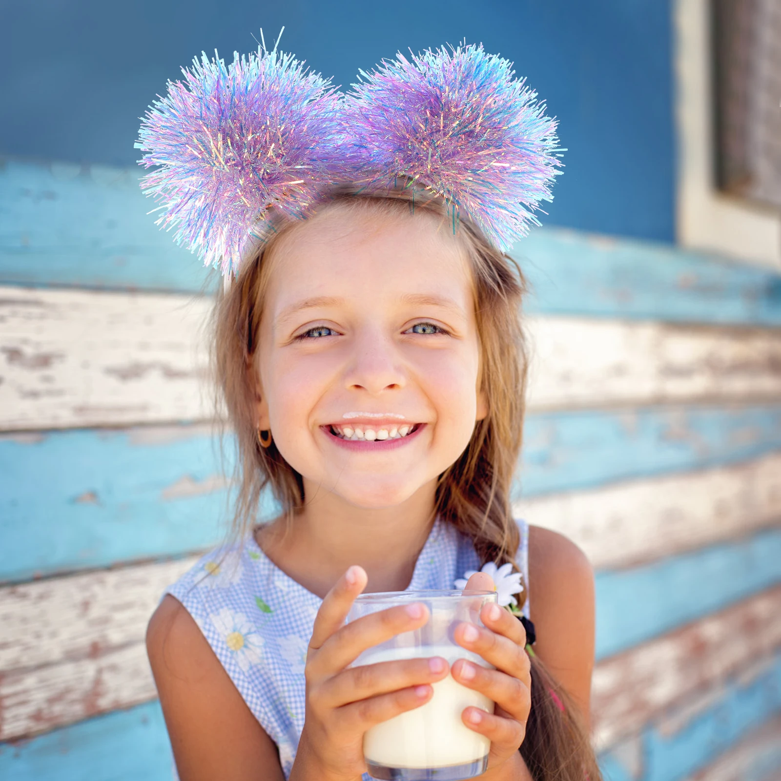 

Children's Headband Purple Hair Ribbon Party Carnival Bopper Birthday Kids Antenna Colored Photo Prop Lightweight