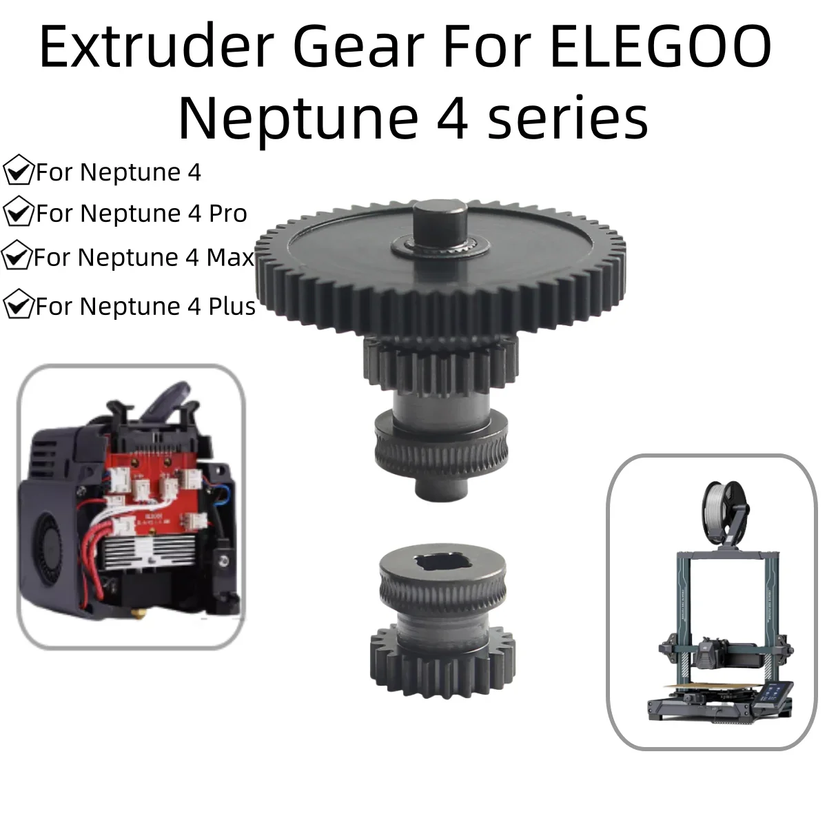 For ELEGOO Neptune 4/Pro/Plus/Max Nanocoated Mold Steel Integrated Extruder Gear CNC Precise printing Kit for ELEGOO 3D Printer