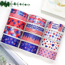 5 Yards Fourth Of July Printed Grosgrain Satin Ribbons For Bows DIY Craft Decoration Packaging Supplies. 64215