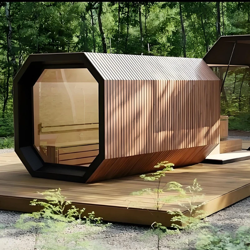 Manufacturers sell outdoor large-size sauna red cedar cube sauna room