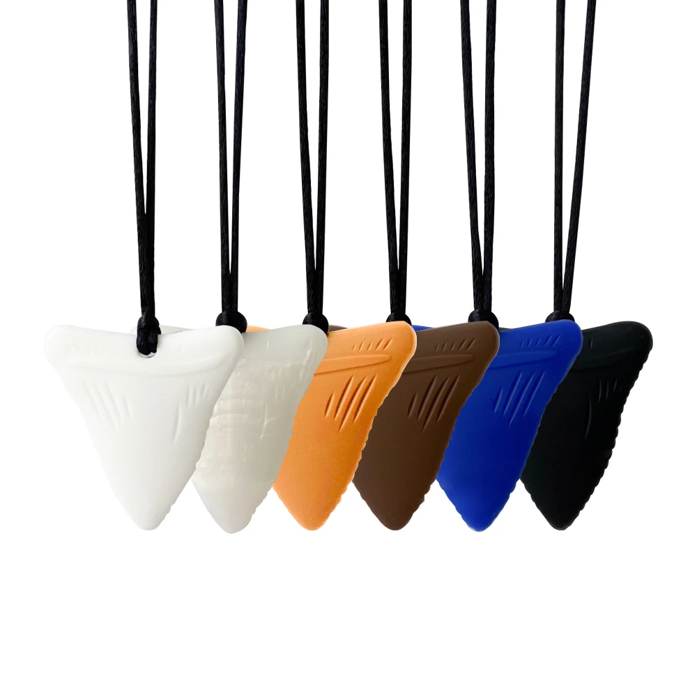 1 Uds. Colgante para masticar de tiburón de silicona para bebé, collar mordedor para niños, colgante de juguete para la dentición del bebé para regalo masticable autista