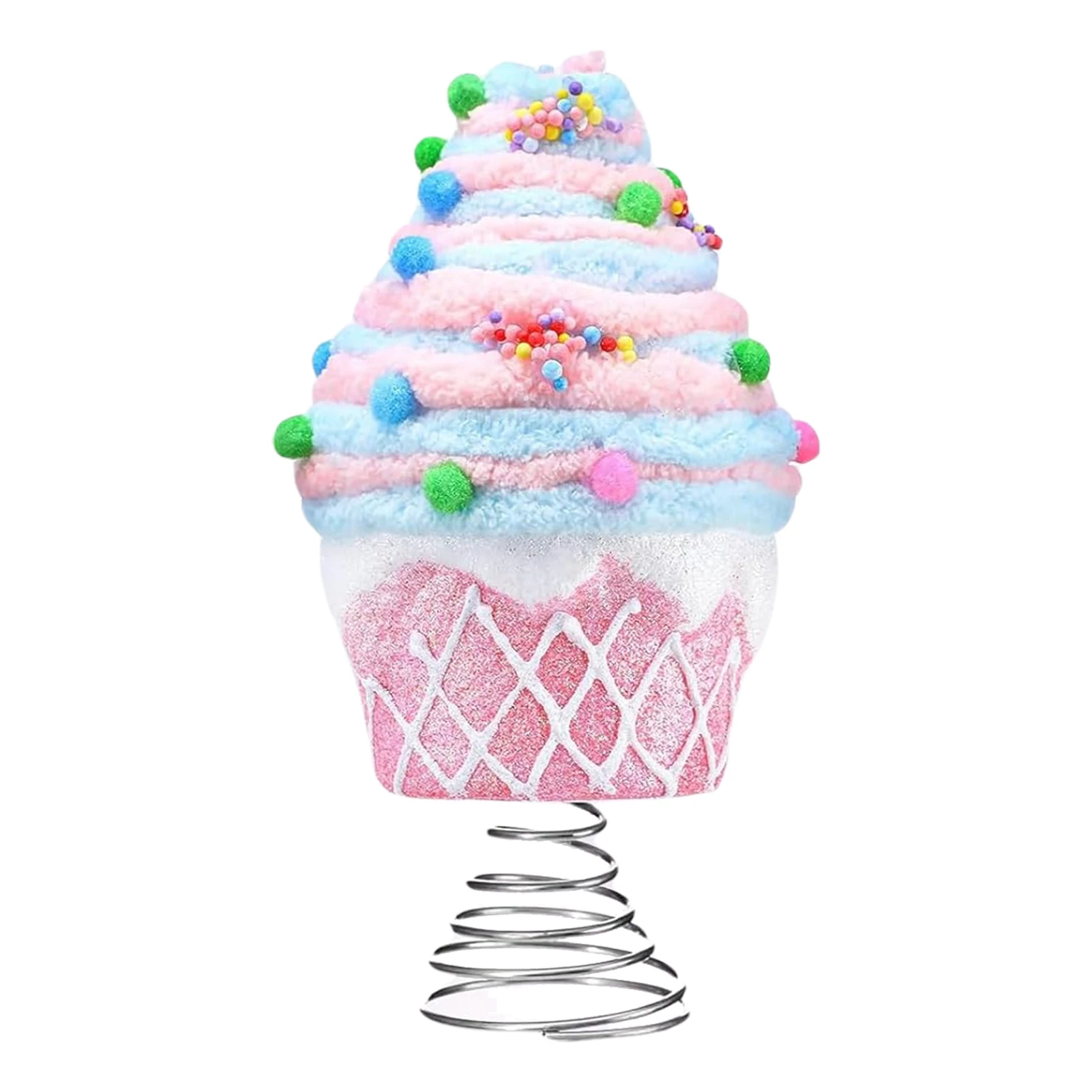 

Cupcake Christmas Tree Topper Velvet And Good Durability For Stable Support Pastel Dessert Christmas Tree Topper