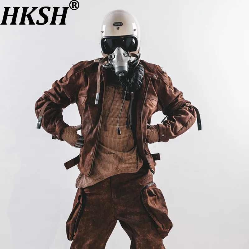 

HKSH 2025 Spring Autumn Men Punk Waste Land Three-Dimensional Folded Edge Dragon Ridge Back Jacket Stacked Shoulder Coat HK14946