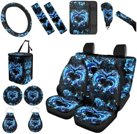 

Комплект универсальных чехлов для автомобильных сидений Blue Dolphin из 15 предметов – чехлы для руля, подлокотников, ремней безопасности и многого другого