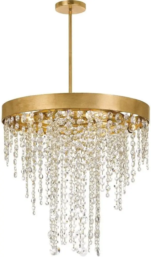 

Contemporary Light Waterfall Crystal Tiered Chandelier with Hand Cut Crystal in Antique Gold pendant lights crystal chandelier