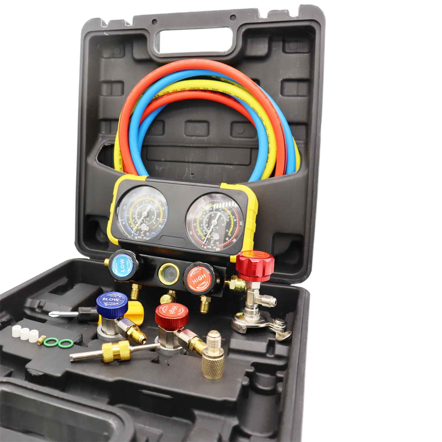 R134a refrigerante auto aria condizionata misuratore di fluoruro manometro neve valvola a doppio manometro aria condizionata kit di strumenti per fluoruro