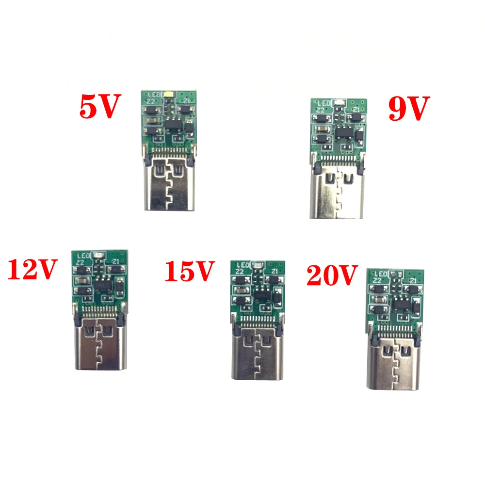 USB-C PD Supply Male Female Plug Connector Type-C PD2.0 PD3.0 To DC 5V 9V 12V 15V 20V Fast Charge Trigger Polling Detector