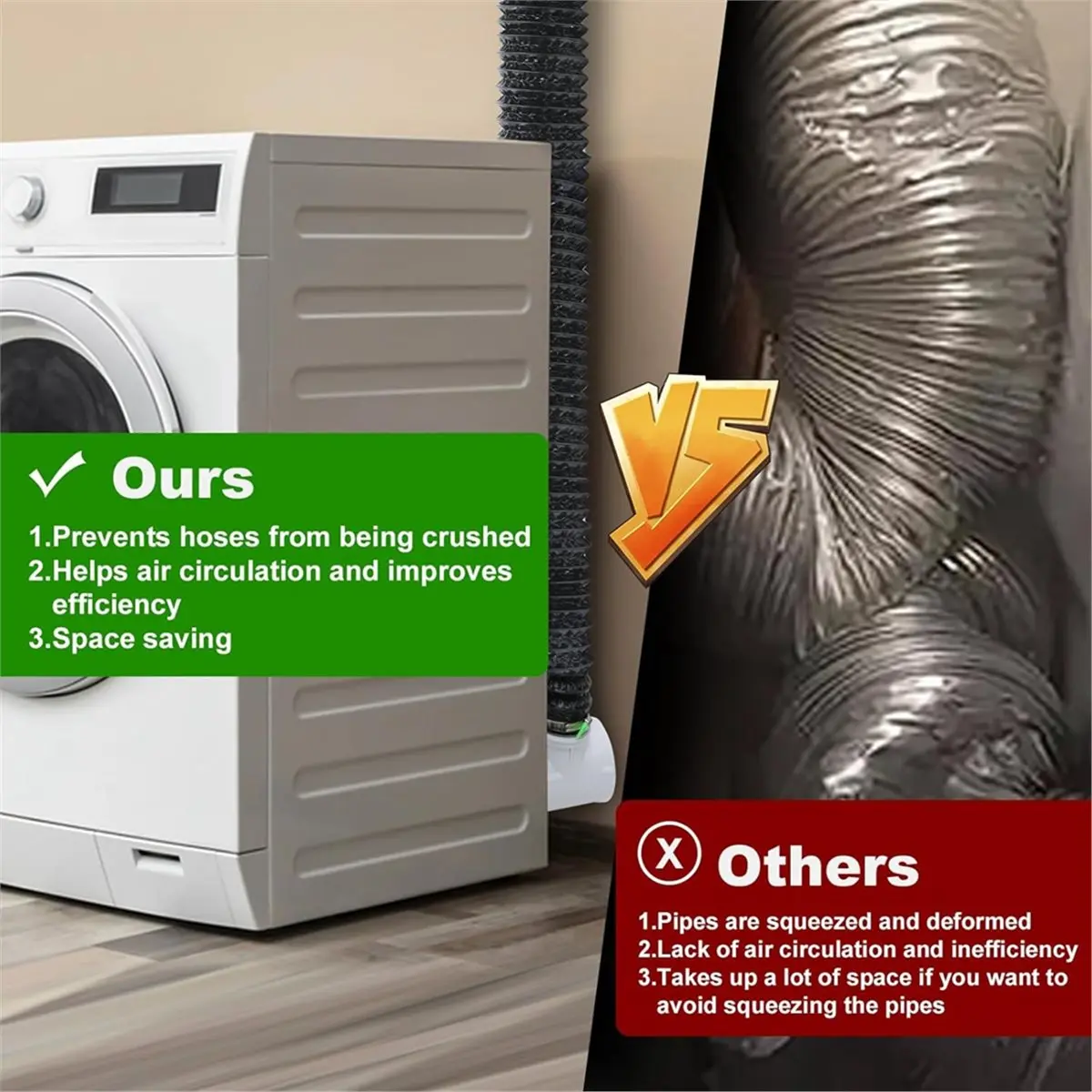 

2026 New Dryer Vent Hose for Tight Space, 90 Degree Dryer Vent Elbow with Rubber Seal Connectors, Indoor Dryer Hose Vent Kit