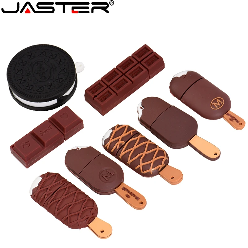 

JASTER USB 2.0 Flash Drive 8GB 16GB 32GB 64GB 128GB Memory Stick 100% Real Capacity Pen Drives Ice Cream Chocolate Pen Drives