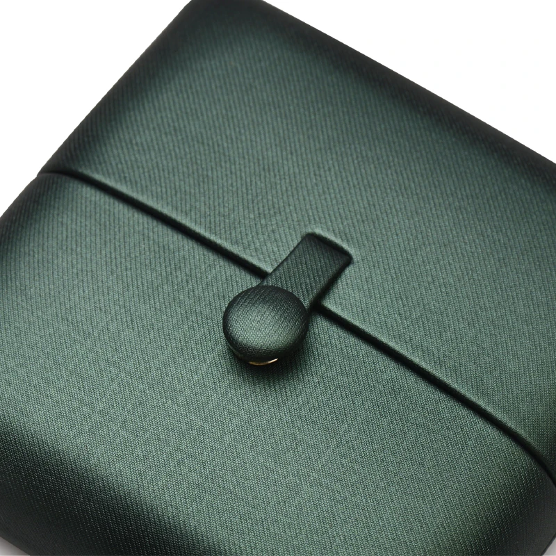 MISHITU Premium Silk Green Leather Bracelet/Bangle/Ring Gift Box Showcase Double-Open Design Jewelry Storage Box for Women Girls