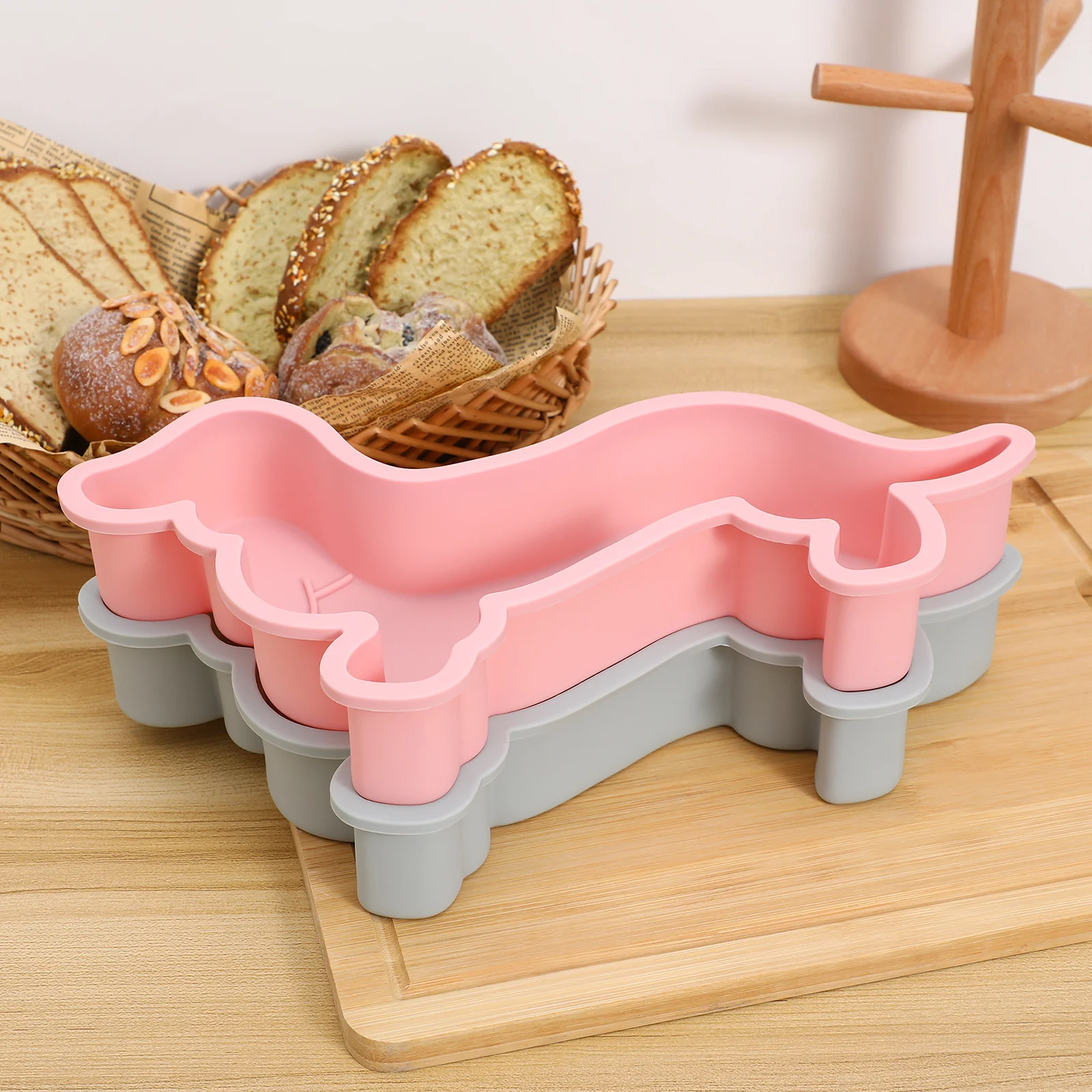 2 個のシリコーンベーキング犬の形のノンスティックチョコレートキャンディケーキツール DIY プリンムースゼリーフォンダン子供パーティー誕生日用