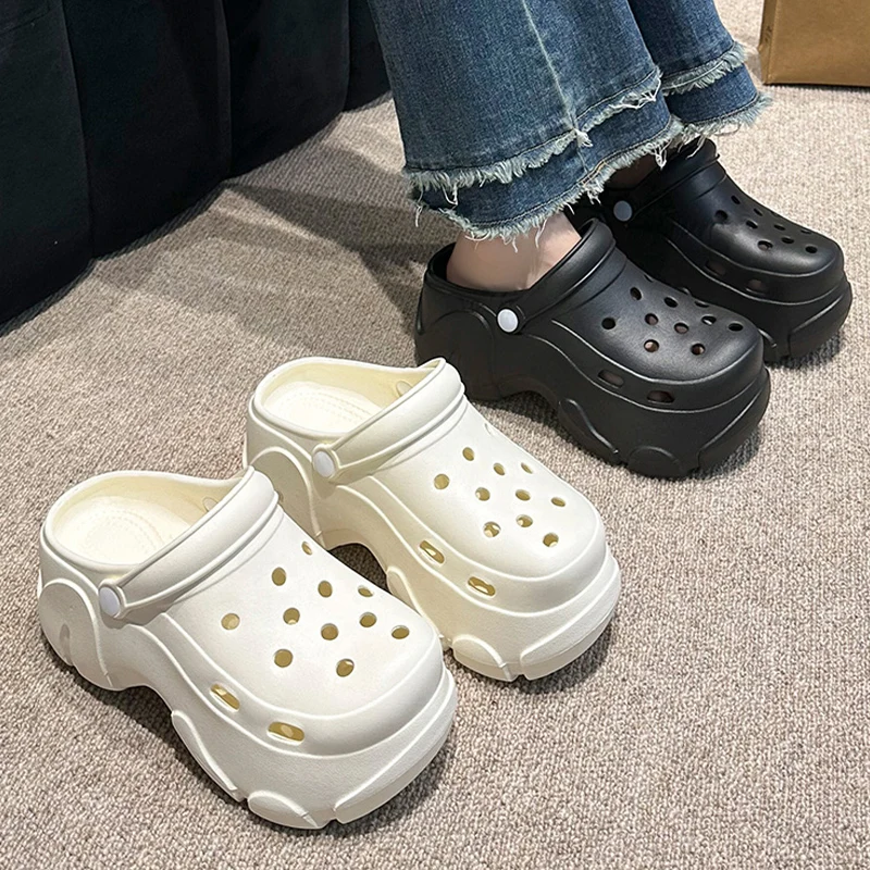Zuecos de plataforma gruesa, sandalias de verano para mujer, zapatos de jardín de playa con fondo suave y grueso, zapatillas de cuña EVA antideslizantes para mujer