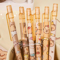 6pcs/set Cartoon Capybara Pen Set Cute Mechanical Pencil With Eraser Constantly Writing  Aesthetic Stationery School Supplies
