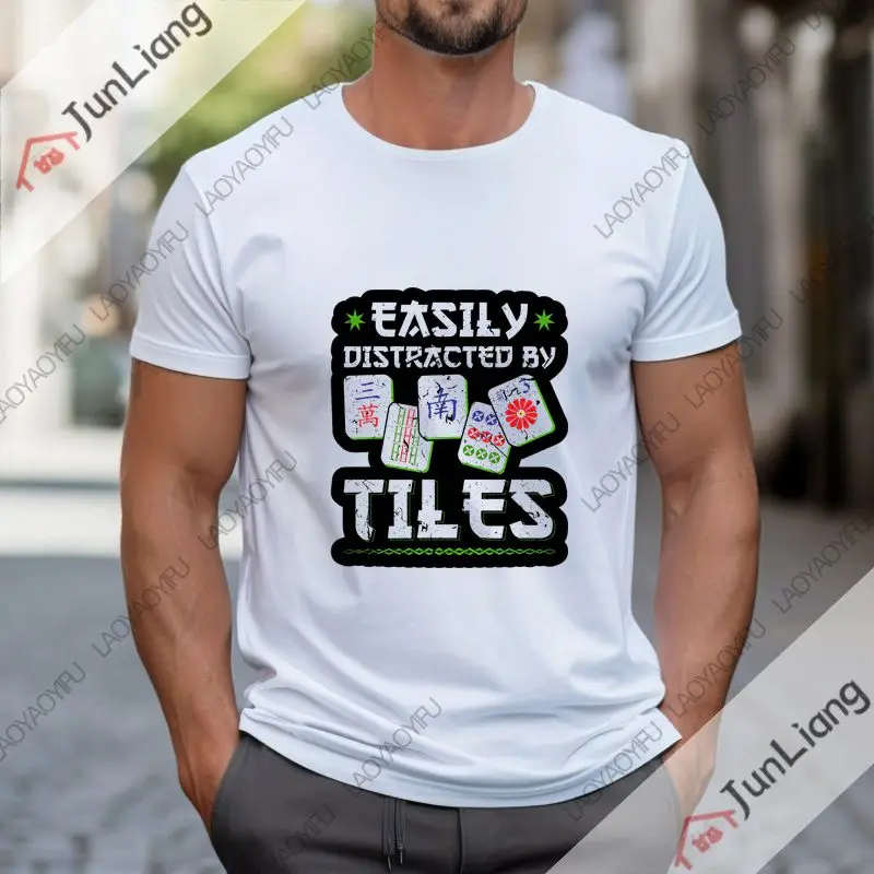 

Mahjong game printed Unisexual T-shirt Mahjong online players female clothing Chinese game enthusiasts male street clothing