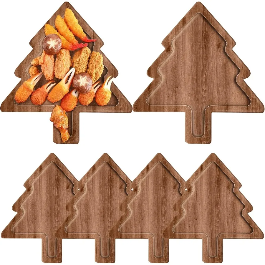 

6 шт. рождественское блюдо для закусок, 12-дюймовая рождественская разделочная доска, сервировочные подносы из акации, деревянная доска для шарниров, поднос для закусок