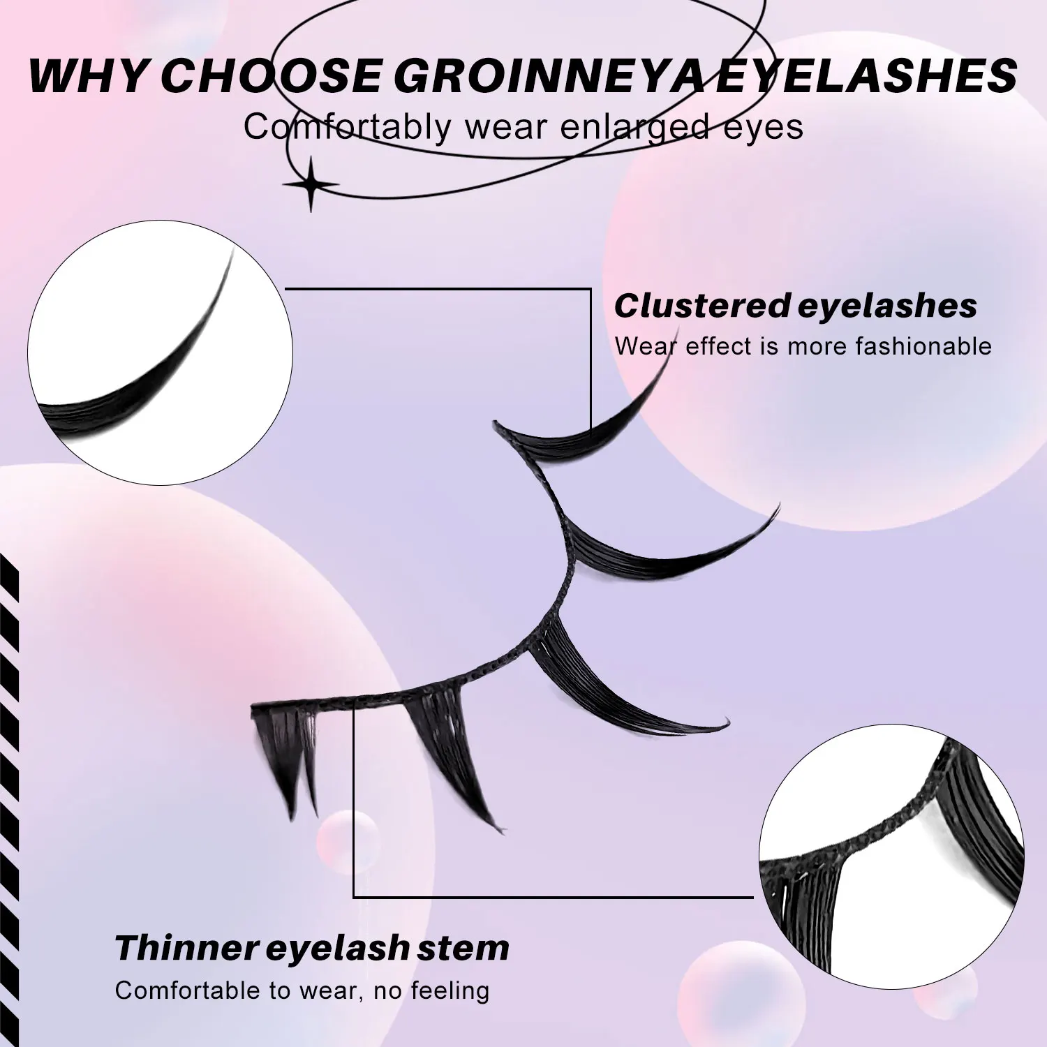 GROINNEYA Manga Lashes 3D Mink Lashes Naturalne rzęsy Miękki krzyż Wispy Naturalne sztuczne rzęsy Makijaż przedłużający rzęsy