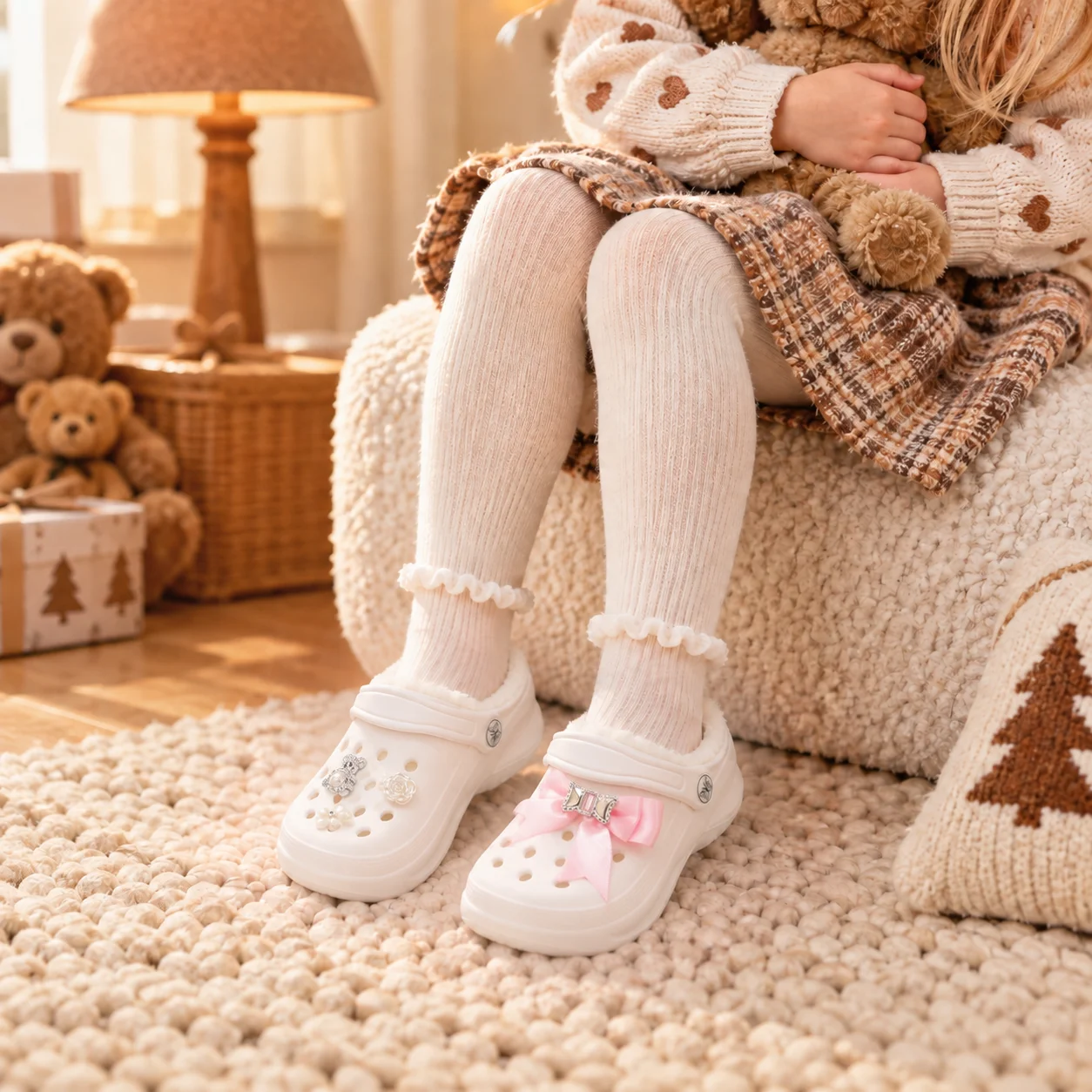 Kinder-Clogs und -Mules mit Fellfutter, leichte Garten-Schuhe mit Baumwollfutter, warme Hausschuhe für Jungen, Mädchen und Kleinkinder, 168. – Detail 18