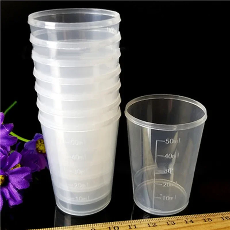 20pcs 15/30/50ml Transparent Plastics Measure Cups Separating Cups Double-scale Medicine Measuring Cup Container For Kitchens