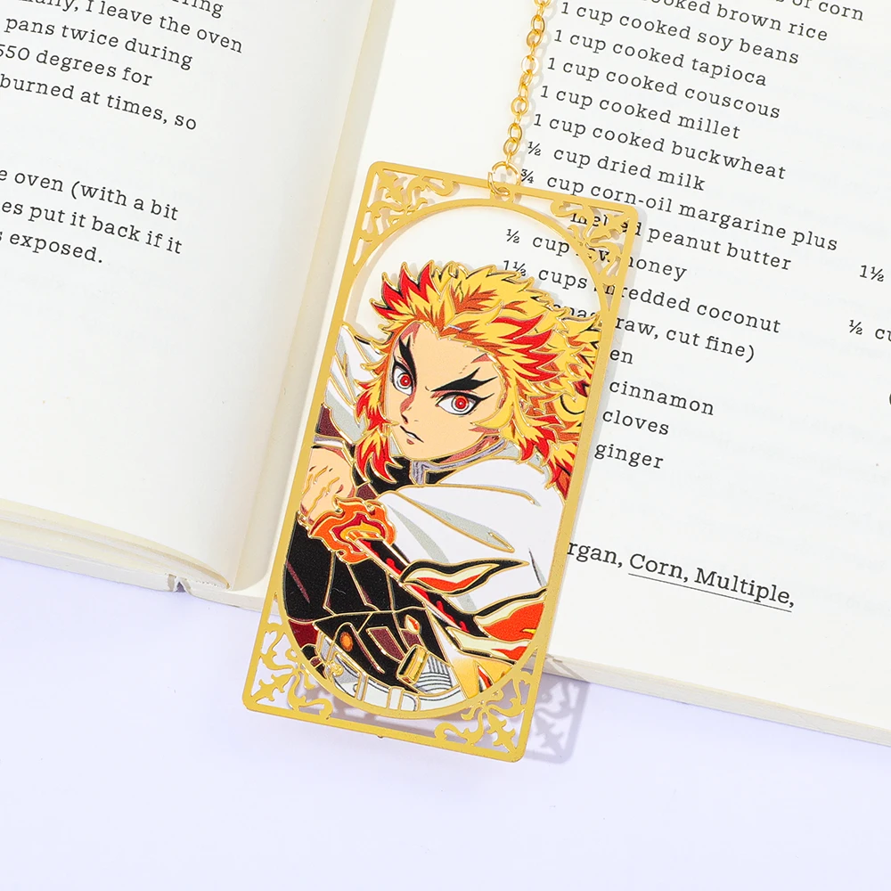 Marcapáginas Metálico de Demon Slayer, Regalo para Coleccionistas de Anime, Amantes de los Libros, Amuleto para Estudiantes, Material Escolar