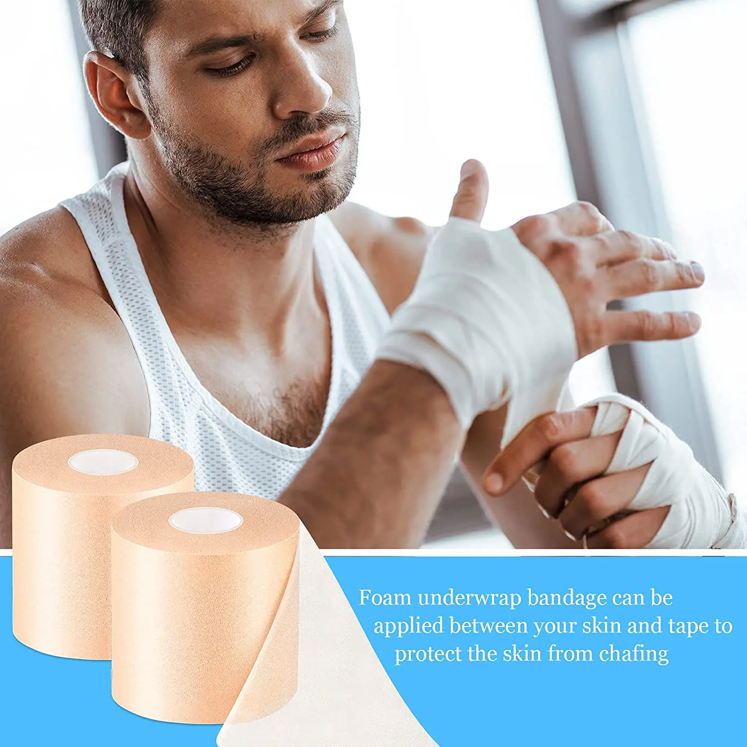 โฟม Prewrap เทปกีฬา Underwrap BANDAGE Breathable Elastic Wraps สําหรับข้อมือข้อศอกเข่าข้อเท้า