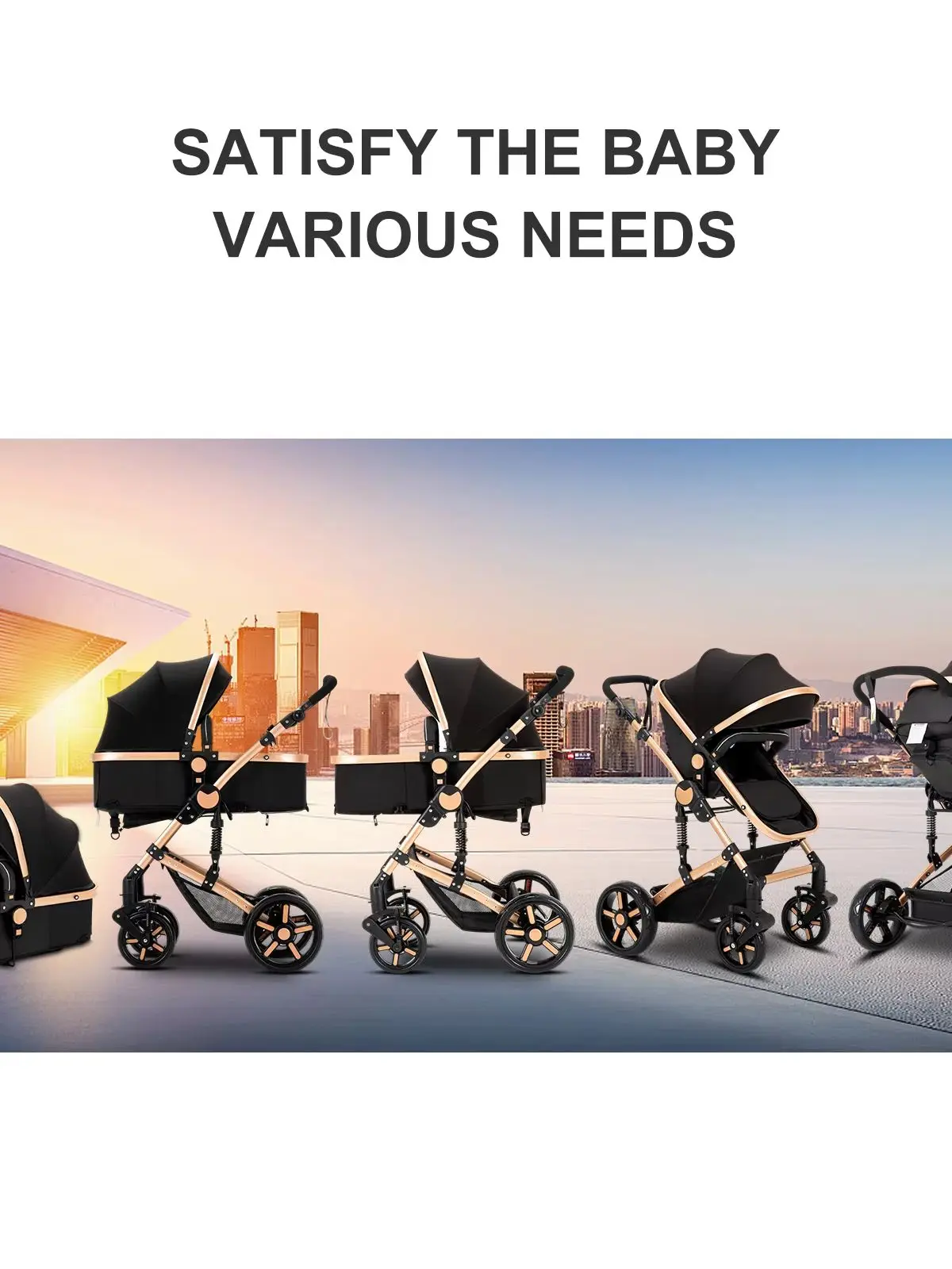 Kinderwagen 3-in-1: Baby-Kombikinderwagen, Babywalker, Mehrzweck-Kinderwagen für 3 Babys, Neugeborenen-Kinderwagen