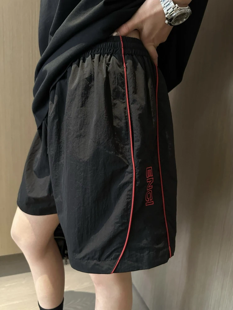 

New 2025 Men's Casual Loose Fit Straight Leg Nylon Shorts Embroidered Sporty Wide Leg Pants Breathable Comfortable Summer Tro...