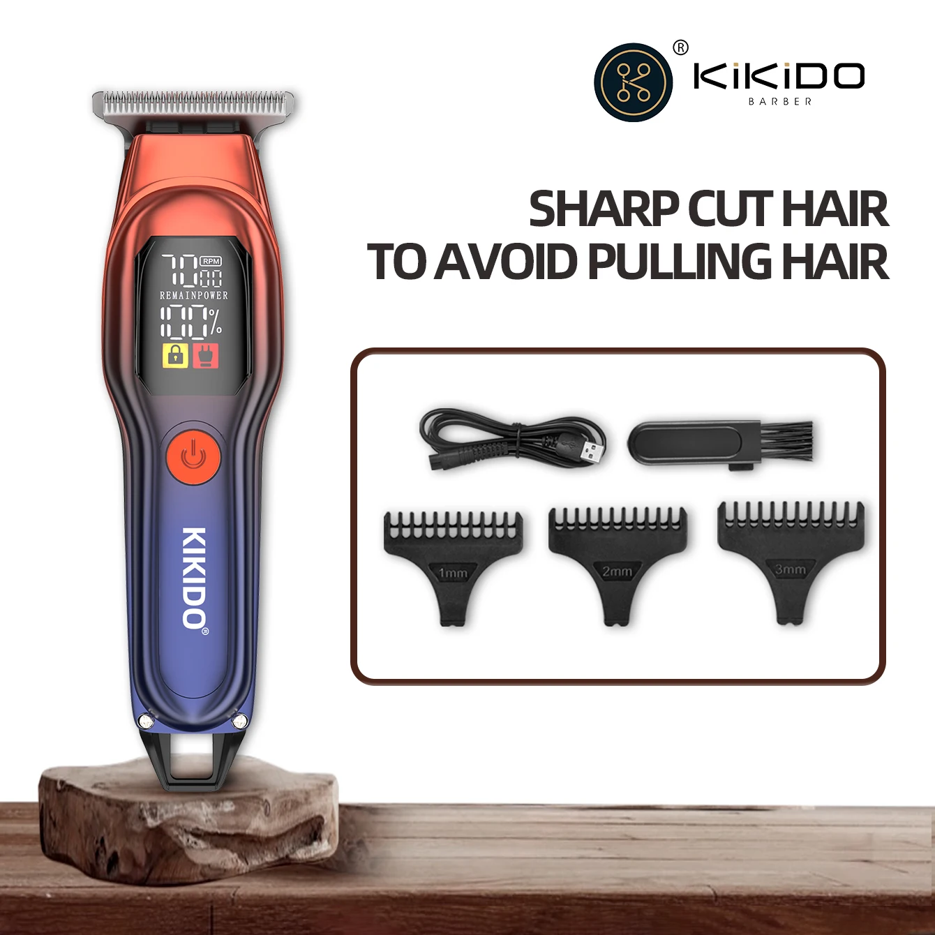 KIKIDO KK-A2 Rechargeable Professional Hair Clippers,Low Noise Hair Clippers with Auxiliary Light Hair Trimmer Kit