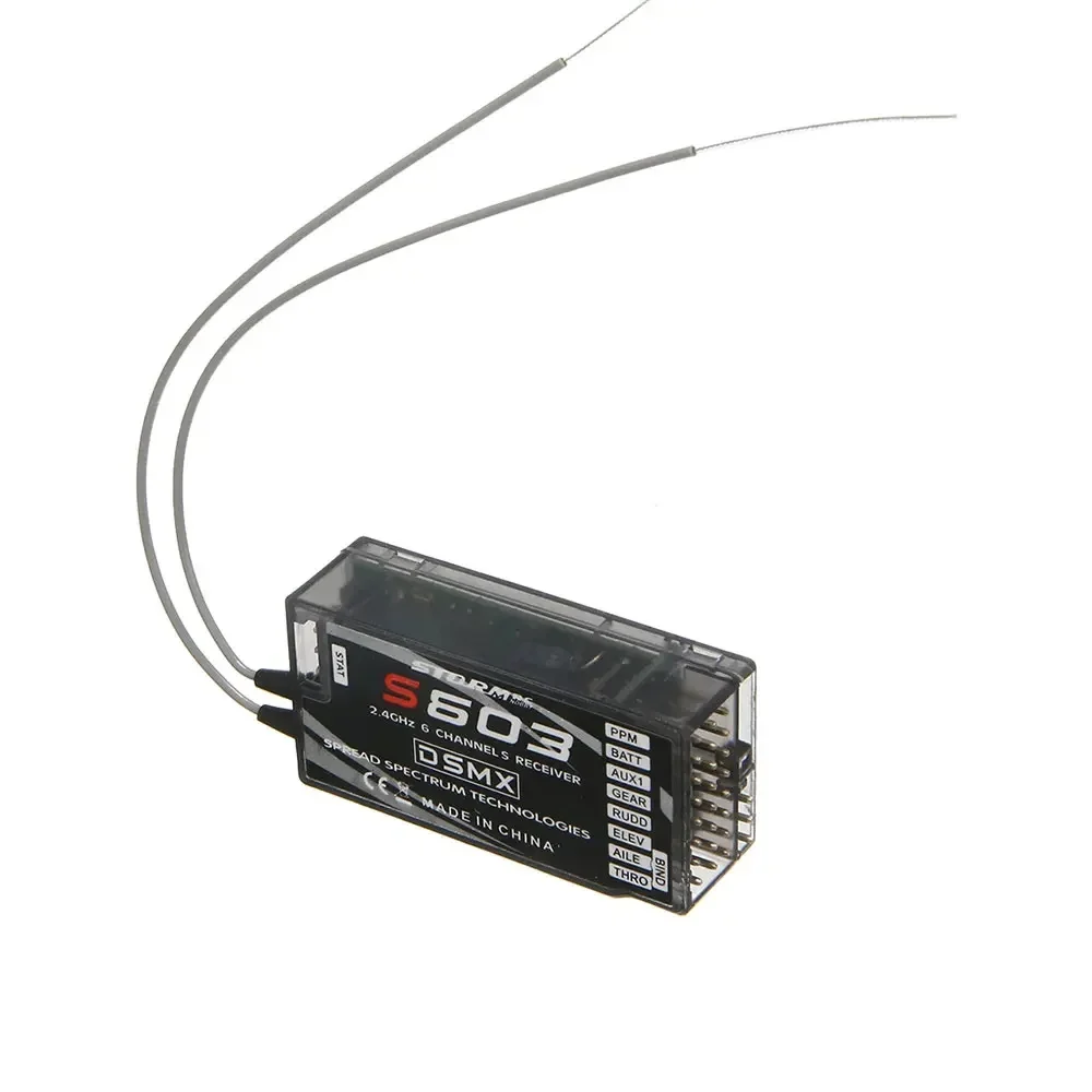 S603 6CH 2.4G Receiver COMPATIBLE WITH DX6i JR DX7 PPM Support PPM channel for Helicopters Quardcopters RC Airplane DSMX