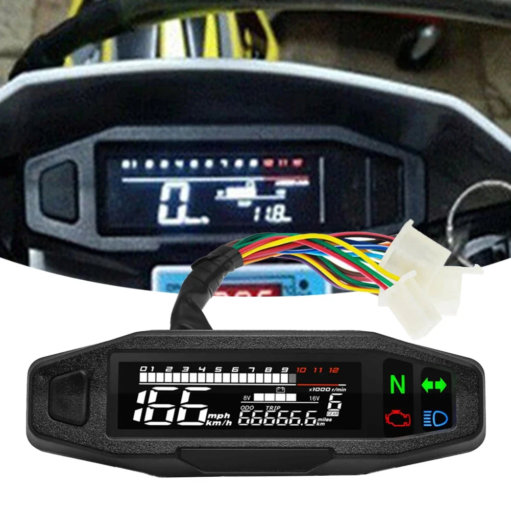 

UniversalDigital Motorcycle Speedometer Moto Meter Digital Tachometer Odometer Instrument Sensor Speed Gauge Tacho RPM Meter