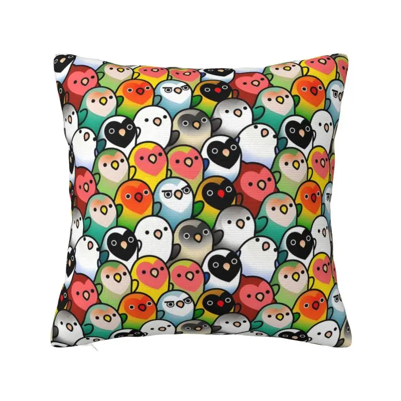 Custom Luxury A Lot Of Love Birds Pattern Cushion Cover 45x45cm Velvet Pillow for Sofa Square Pillowcase