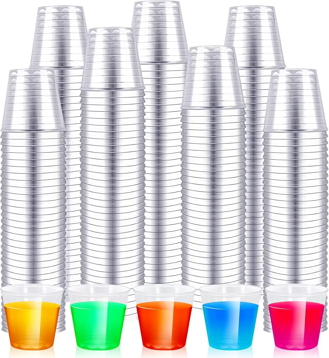 

500 упаковок пластиковых стаканов емкостью 1,5 унции, мини-одноразовые стаканчики, прозрачные пластиковые стаканчики для выстрела, стаканчики для небольших вечеринок, дегустационные стаканчики для венчика