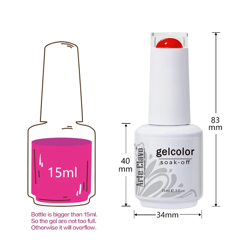 Arte Clavo 15ml Conjunto de esmalte em gel para unhas 8 unidades / conjunto Cor Unhas Arte Soak Off Laca para unhas precisa de revestimento base superior UV Verniz híbrido Manicure