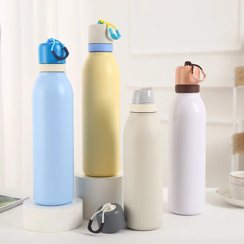 304 Stainless Steel Insulated Mug 18/24OZ Outdoor Sports Water Bottle Portable Carrying Mug Large Capacity Travel Cup