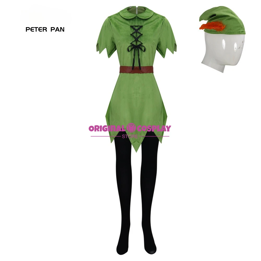 

Fantasy Movie Peter Cosplay Jumpsuit Pan Costume Ears Belt Stockings Boots Hat Shoes Men Women Adult Outfit Halloween Party Suit