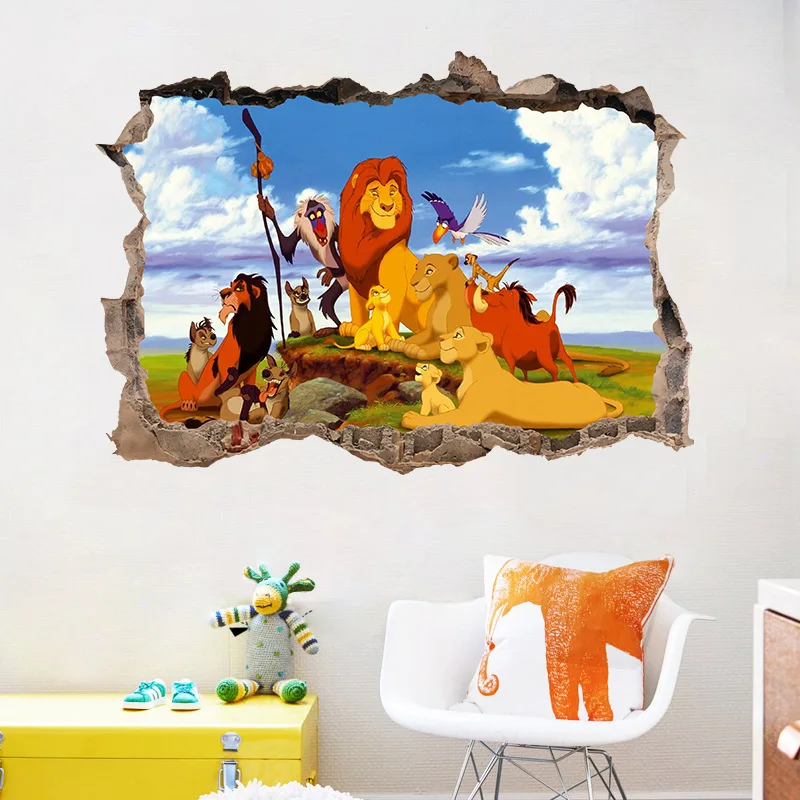 Mufasa Lion King Simba Wall Stickers Bedroom Kindergarten Home Decoration Boys Household Decor Sticker Anime Mural Poster Gifts