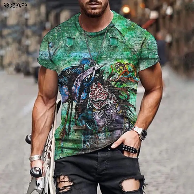 

New Creative Painting 3D Graphics T-shirt Men's Harajuku Street Trend Men's and Women's Shirts Casual Shirts Men's T-shirts