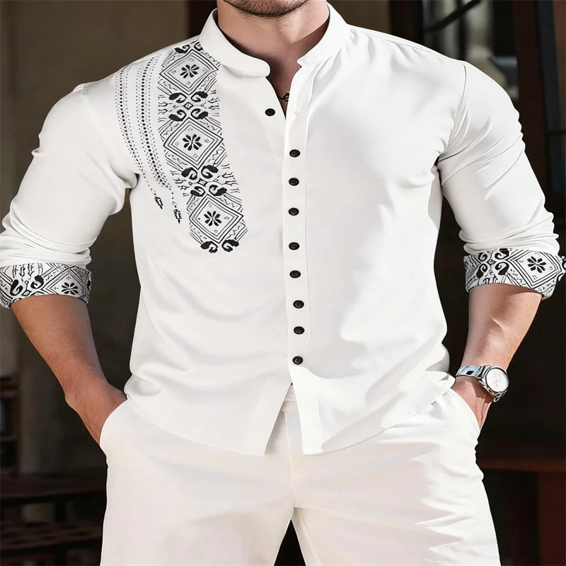 

2025 new men's shirt button cardigan fashion trend pattern slim fit comfortable soft retro shirt large size 6XL fast delivery