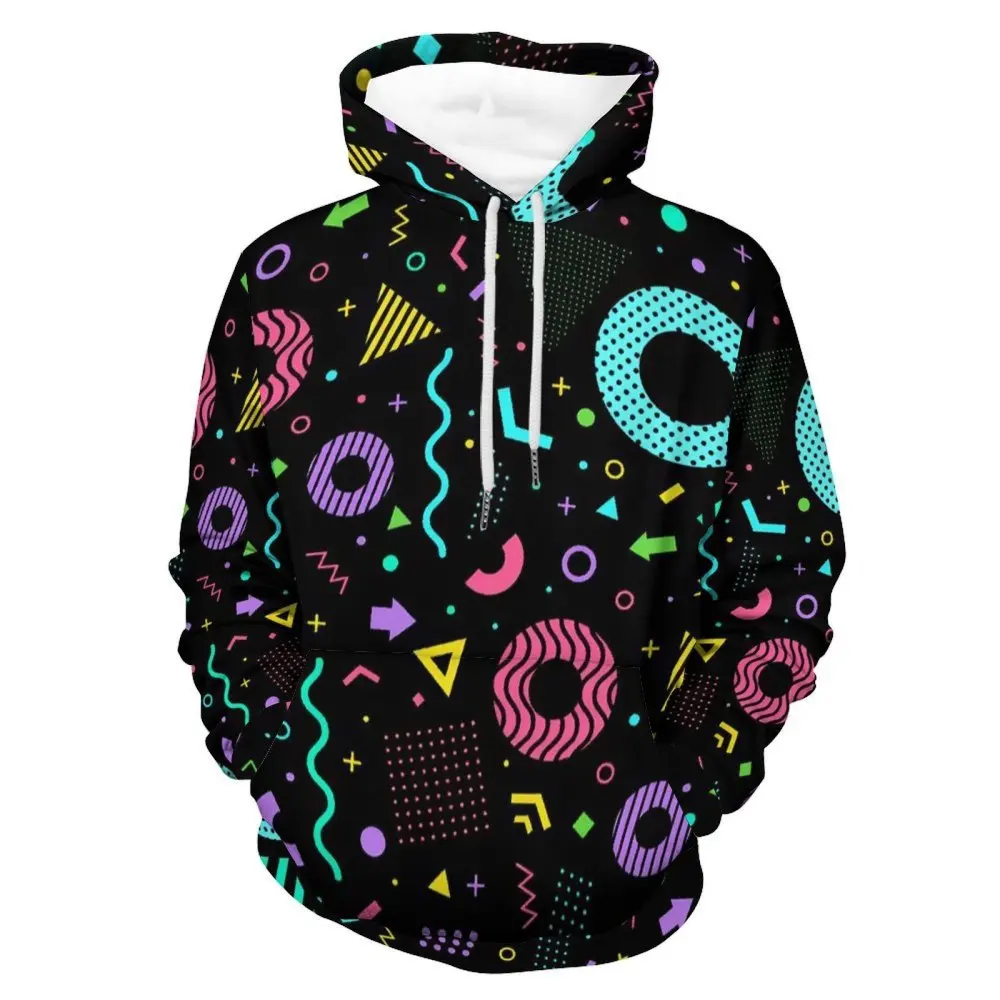 Colorful Graffiti 3D Print Men's Hoodie Street Hip Hop Fashion Oversized Pullover Sweatshirt Unisex Casual Long Sleeve Clothes