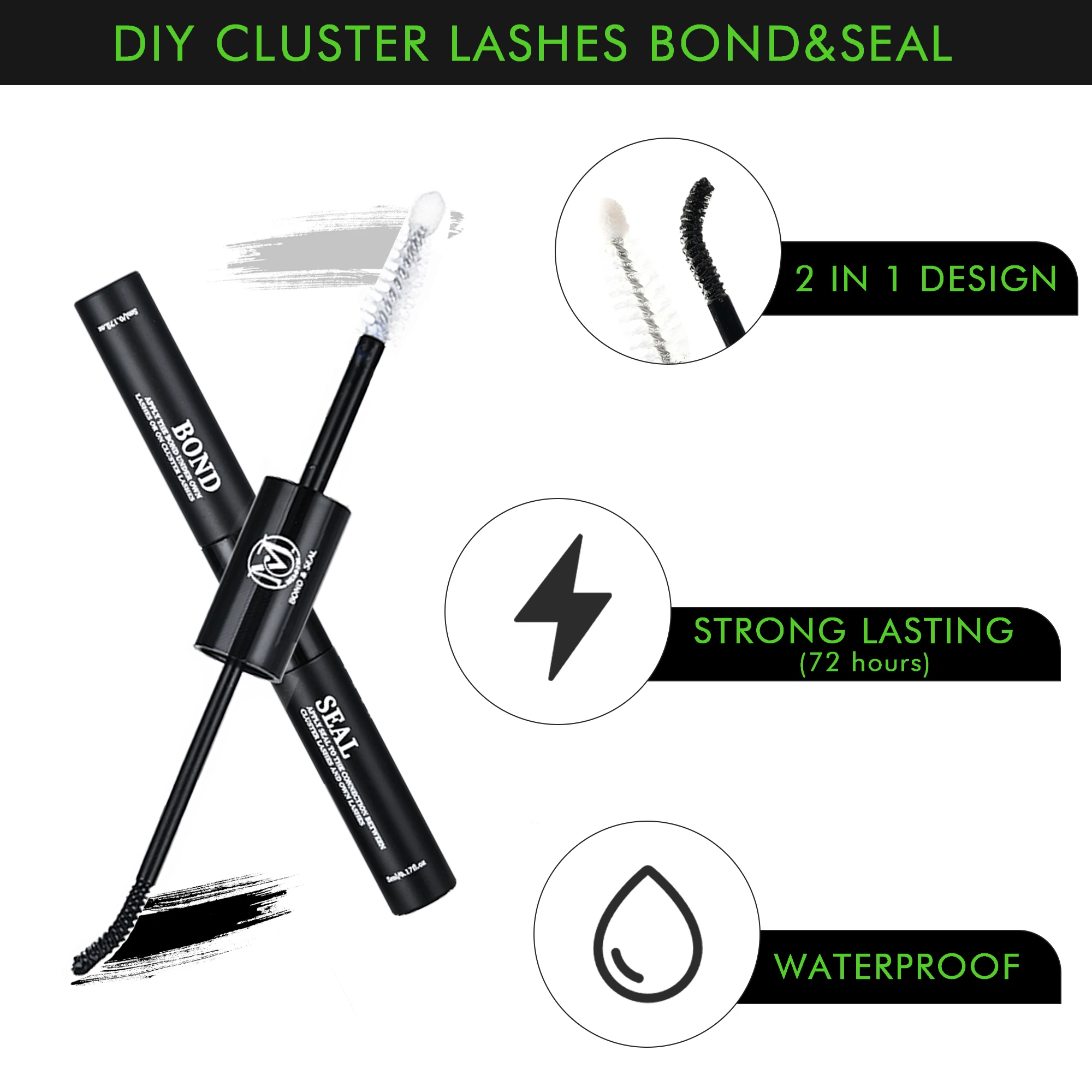 MIAOJIE Strip Eyelash Glue 10ml Bond and Seal Waterproof Quick Dry Adhesive Cluster Lash Glue Clear Eyelash Extensions
