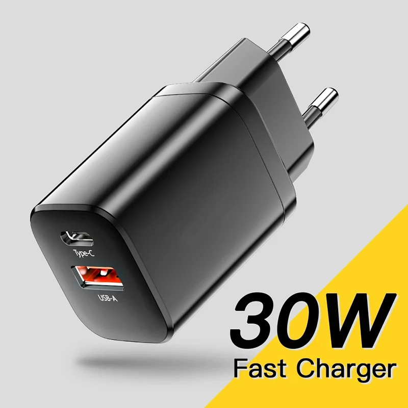 

New PD 30W USB Type C Charger For iPhone 13 12 Pro Max For Samsung Portable Dual Port QC3.0 Type-C Charger Phone Charge Adapter